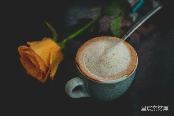 高清摄影 咖啡与玫瑰：静谧的午后时光
