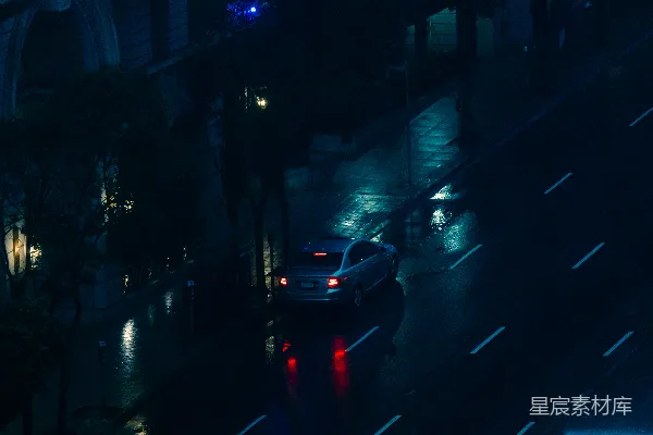 高清摄影 夜雨中的城市街道
