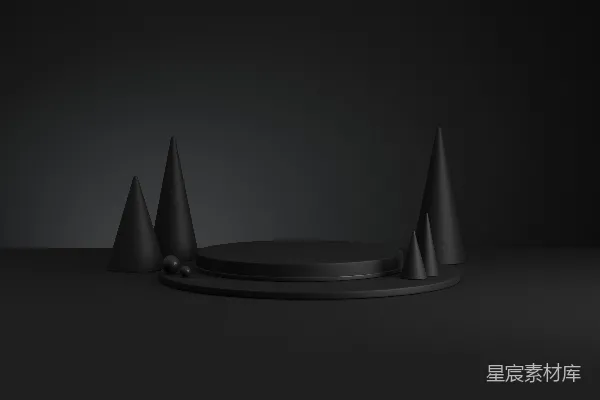 高清摄影 黑色几何形体与圆台