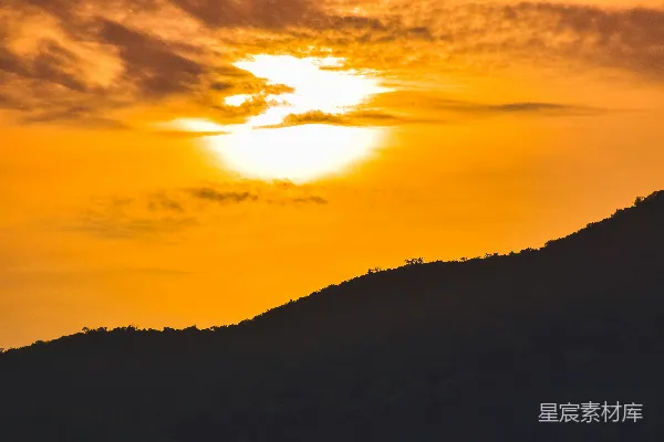 高清摄影 山间夕阳