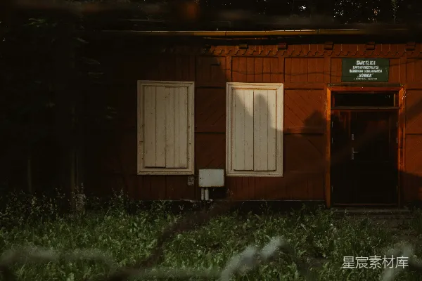 高清摄影 废弃木屋与林间光影