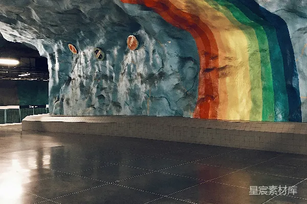 高清摄影 瑞典斯德哥尔摩地铁艺术隧道