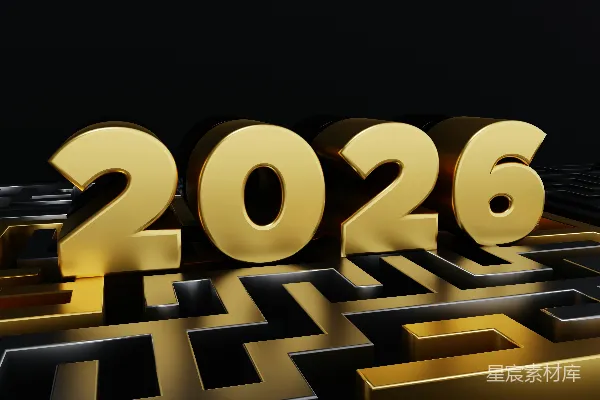 高清摄影 2026年金光闪闪的数字