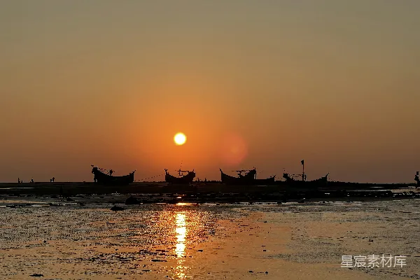 高清摄影 夕阳下的渔村