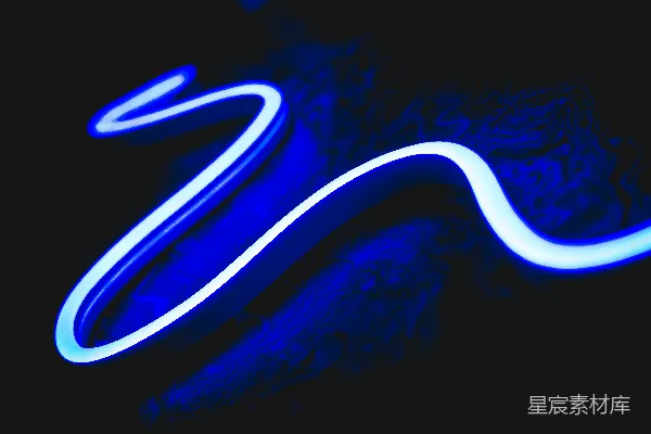 高清摄影 蓝色霓虹灯与流动的波浪