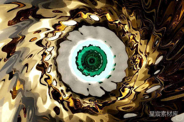 高清摄影 金色漩涡中的神秘绿心
