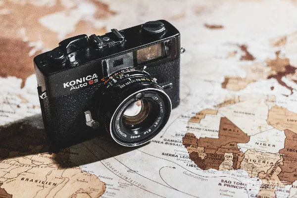 高清摄影 复古相机与世界地图
