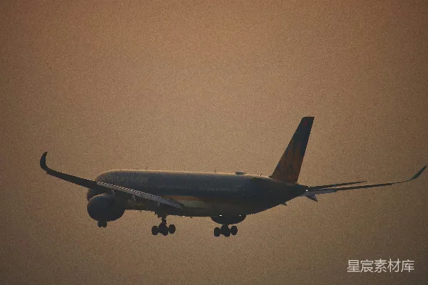 高清摄影 越南航空的飞机在日落时降落