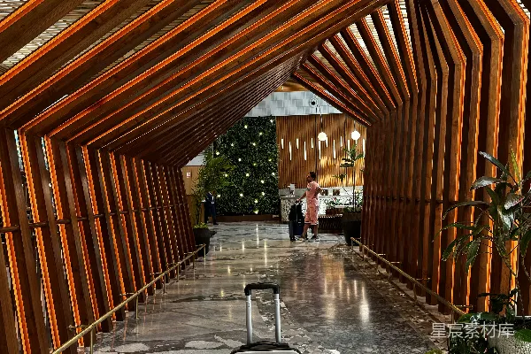 高清摄影 木质结构的酒店大堂
