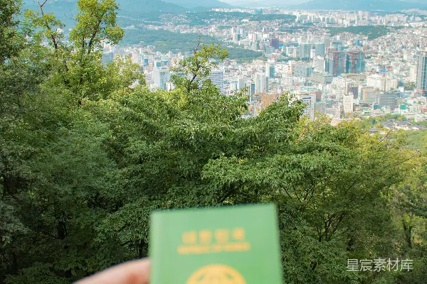 高清摄影 手持新加坡护照俯瞰城市风光