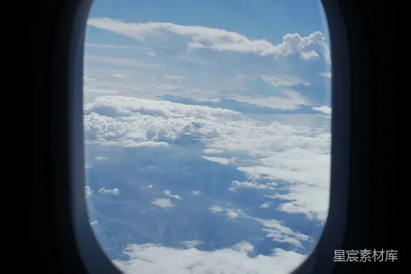 高清摄影 空中视角：白云与蓝天