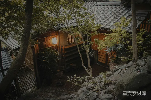 高清摄影 静谧的庭院日式小屋