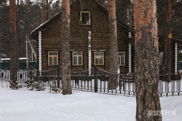 高清摄影 雪中的木屋