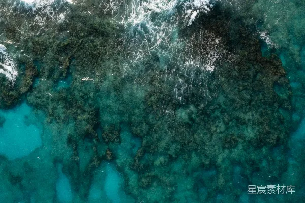 高清摄影 海浪与珊瑚礁的俯瞰