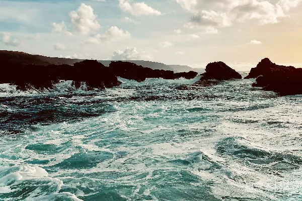高清摄影 海岸浪花与岩石