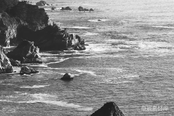 高清摄影 黑白海岸线
