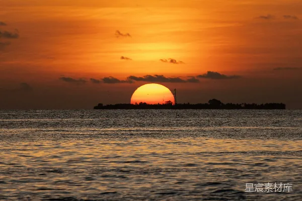 高清摄影 日落海平线
