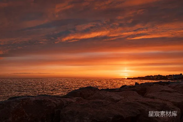 高清摄影 夕阳下的海景