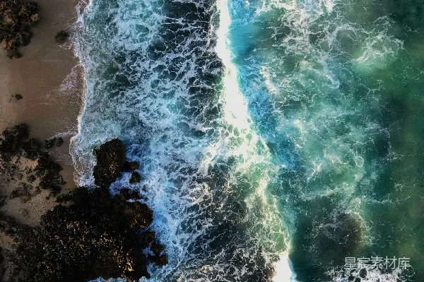 高清摄影 俯瞰海岸波浪