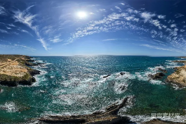 高清摄影 阳光下的海岸全景