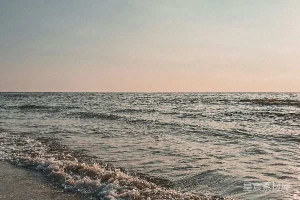 高清摄影 夕阳下的沙滩与海浪