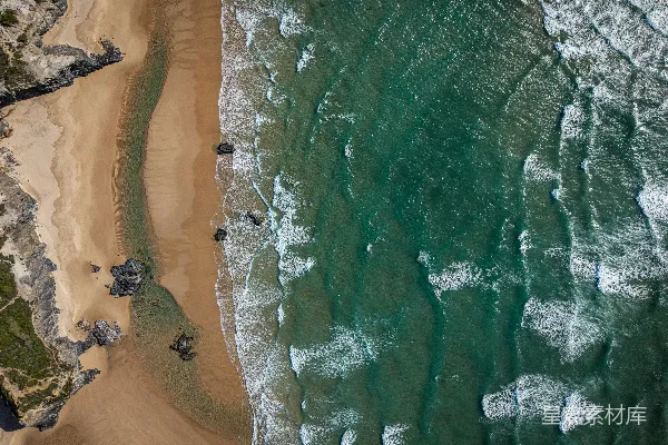 高清摄影 俯瞰海滩与海浪