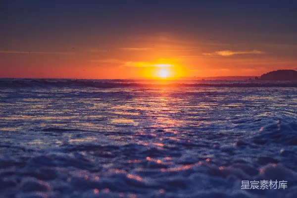 高清摄影 夕阳下的海浪