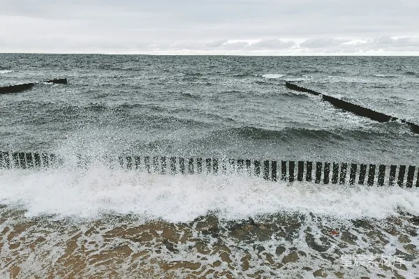 高清摄影 海浪冲击木桩