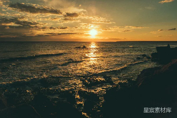 高清摄影 日落时分的海岸线