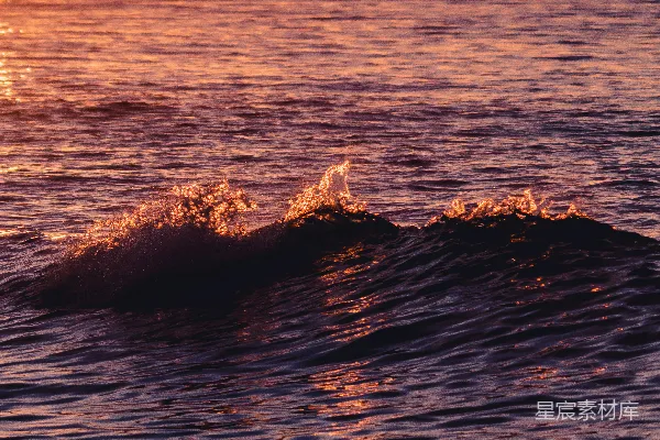 高清摄影 夕阳下的海浪