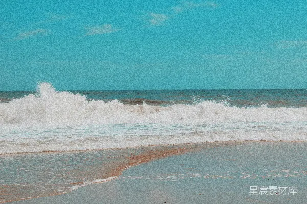 高清摄影 海滩上的蓝色海浪