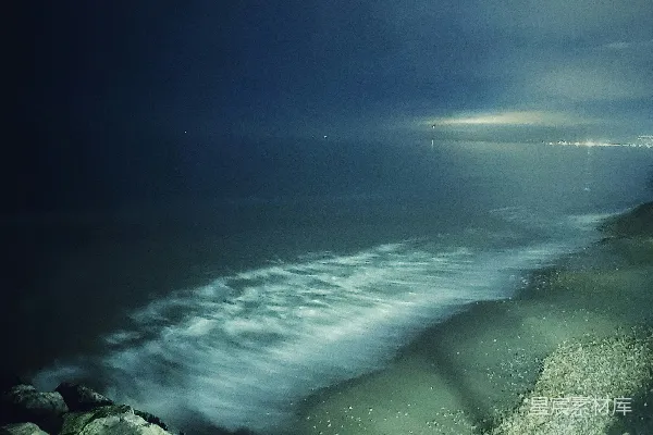 高清摄影 夜幕下的海岸线