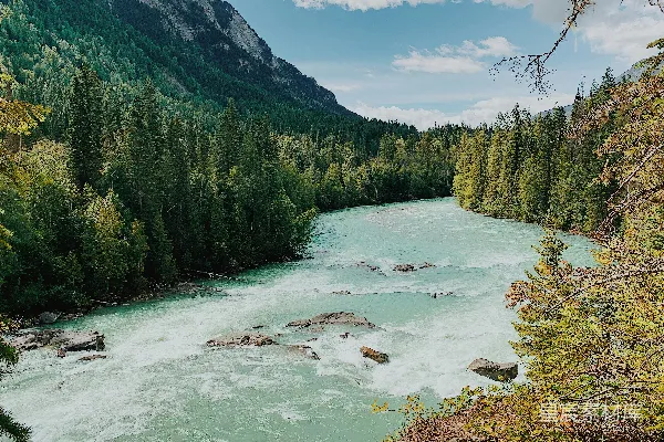 高清摄影 山间湍急河流