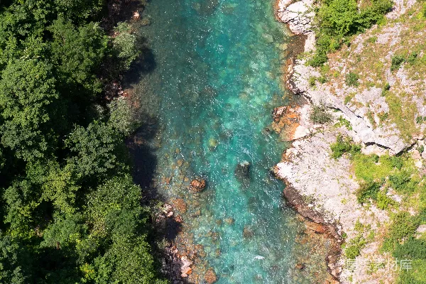 高清摄影 碧海蓝天与翠绿森林的空中俯瞰