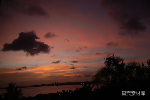高清摄影 夕阳下的海滨风光