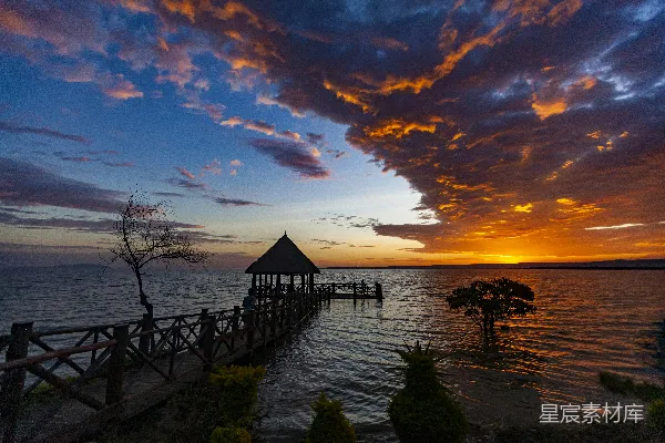 高清摄影 湖畔日落