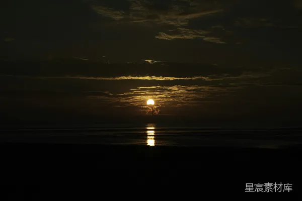 高清摄影 日落海平线