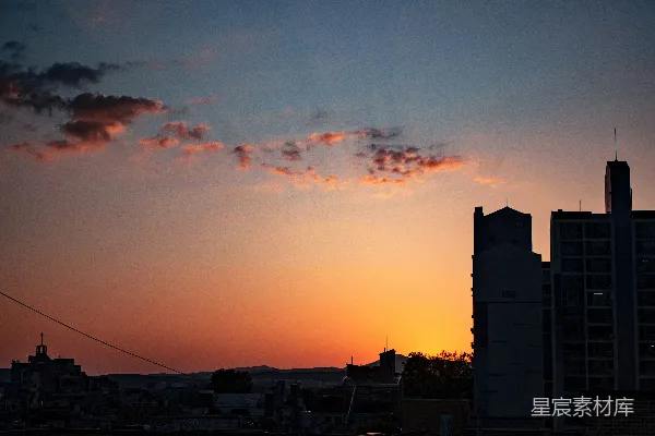 高清摄影 城市黄昏剪影