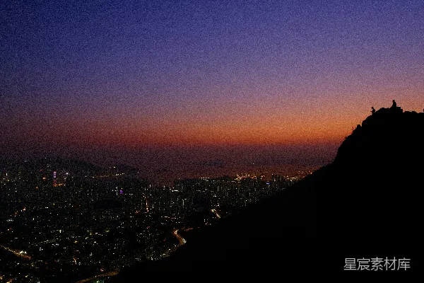 高清摄影 山顶上的城市剪影