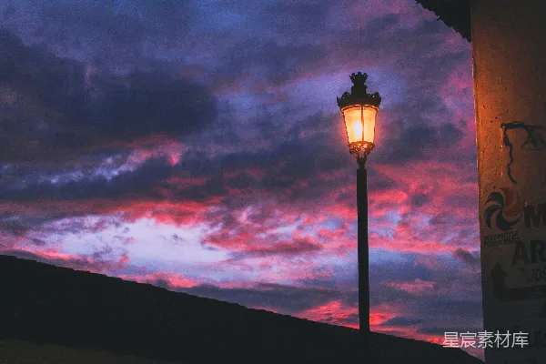 高清摄影 夜幕下的街灯