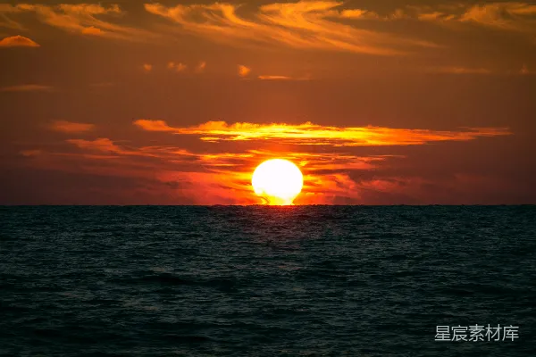 高清摄影 海平面上的夕阳