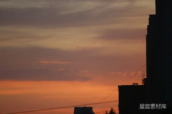 高清摄影 夕阳下的城市剪影