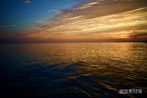 高清摄影 夕阳下的海面