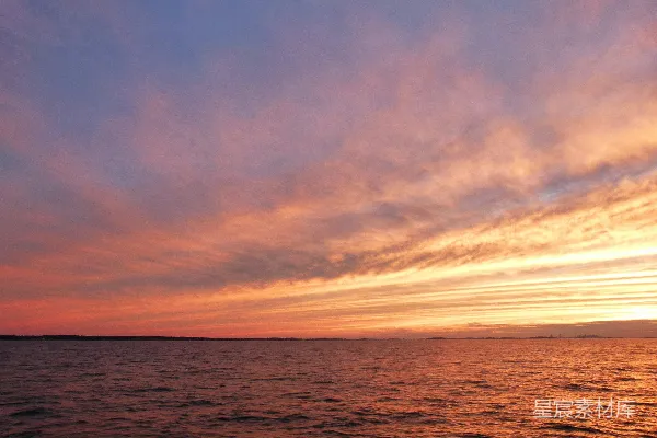 高清摄影 夕阳下的宁静海景