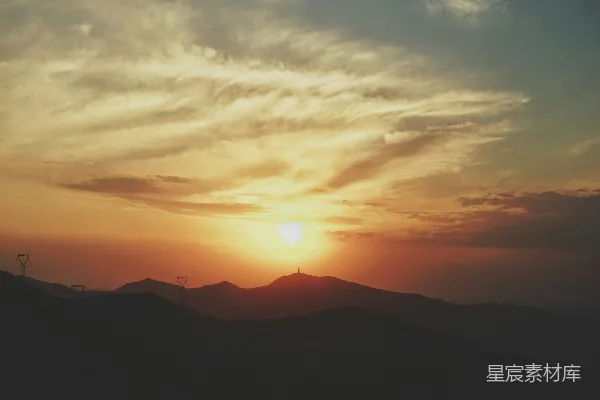 高清摄影 山间夕阳