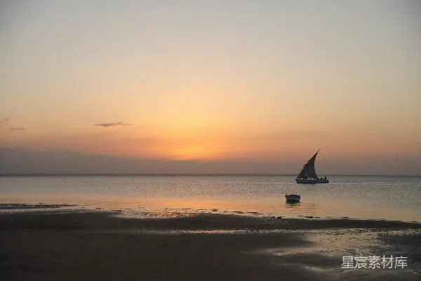 高清摄影 夕阳下的宁静海景