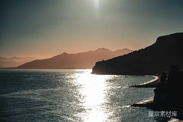 高清摄影 日落时分的海岸线