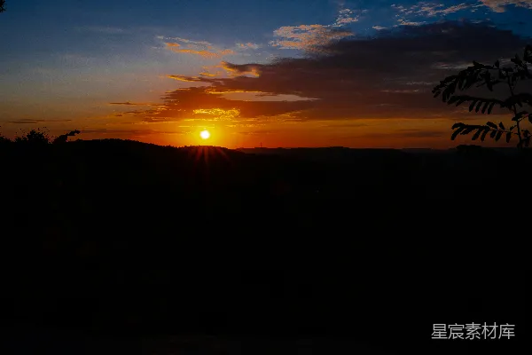 高清摄影 山间夕阳