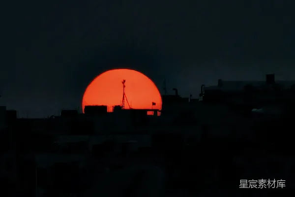 高清摄影 夕阳下的城市剪影