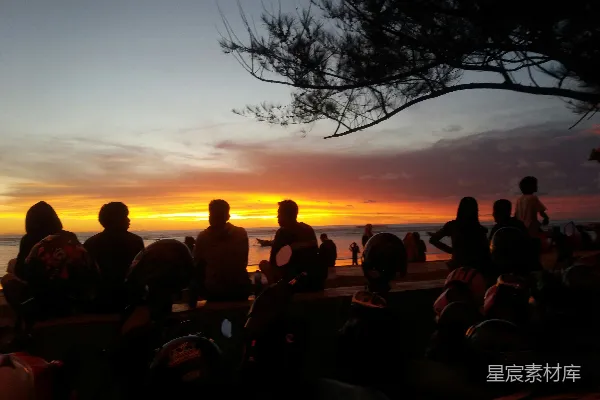 高清摄影 日落海边的剪影